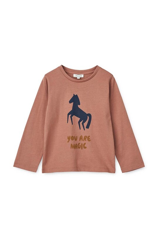 Liewood longsleeve din bumbac pentru copii uni roz LW15384