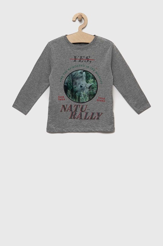 zippy longsleeve bawełniany dziecięcy nadruk szary ZKBAP0303.23018