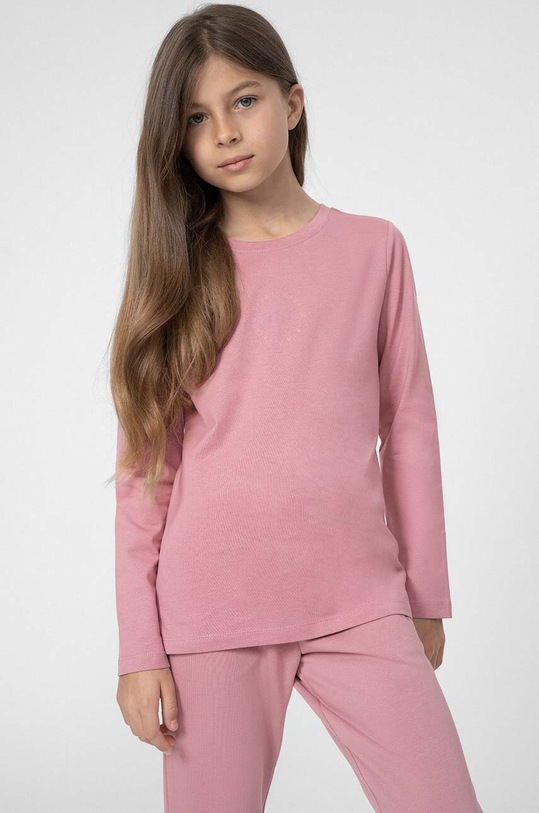 4F longsleeve dziecięcy F056 z elastanem różowy 4FJSS23TLONF056
