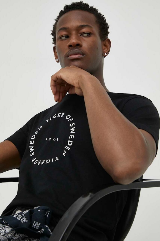 Tiger Of Sweden t-shirt bawełniany nadruk czarny T65617026