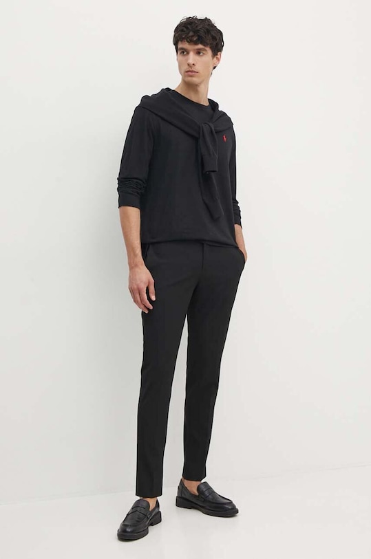 Polo Ralph Lauren longsleeve bawełniany 710671467 czarny AW24
