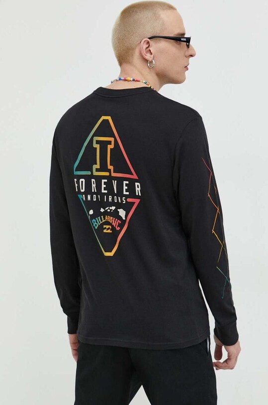 Billabong longsleeve bawełniany nadruk czarny ABYZT01764