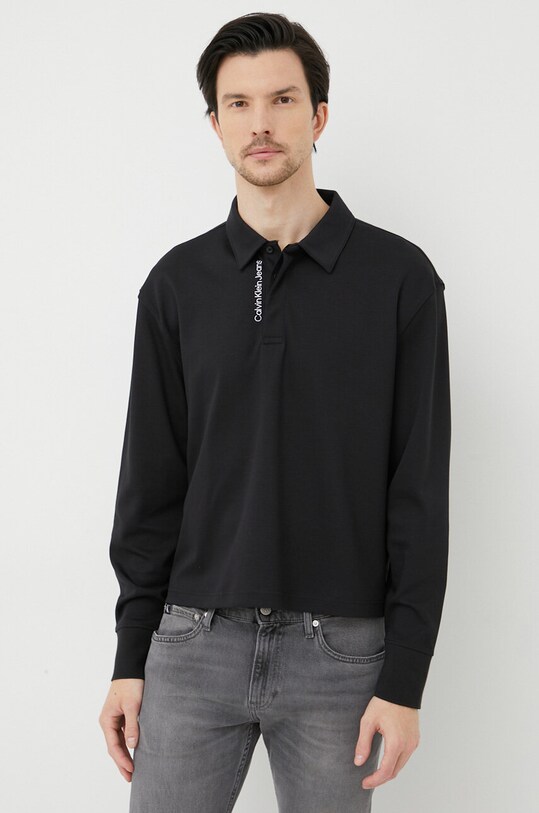 Хлопковый лонгслив Calvin Klein Jeans хлопок чёрный J30J322852.PPYX