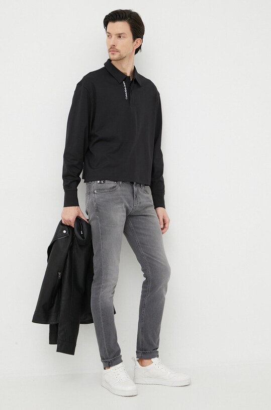 Хлопковый лонгслив Calvin Klein Jeans J30J322852.PPYX чёрный SS23