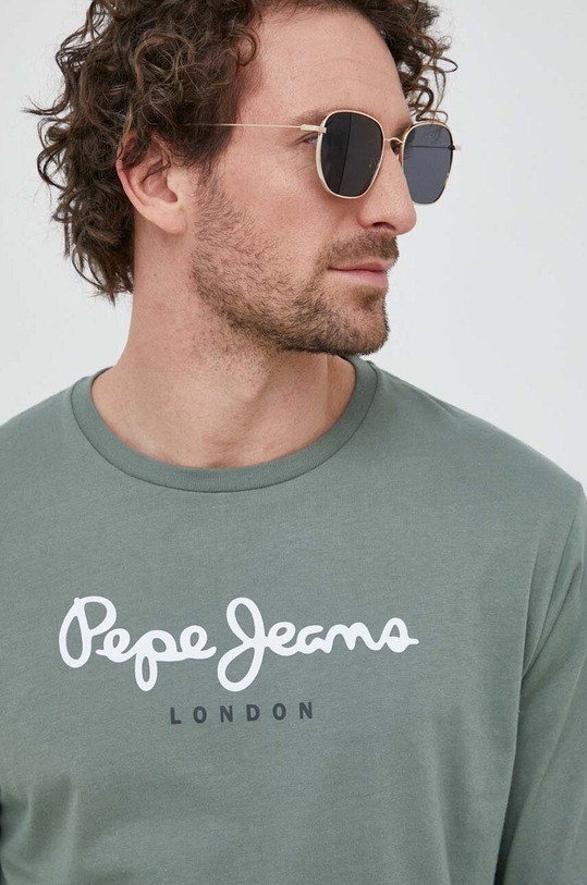 Oblečení Bavlněné tričko s dlouhým rukávem Pepe Jeans Eggo PM508209.674 zelená