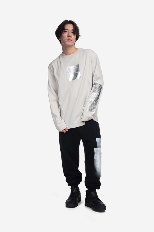 Βαμβακερή μπλούζα με μακριά μανίκια A-COLD-WALL* Foil Grid LS T-Shirt ACWMTS111 γκρί SS23