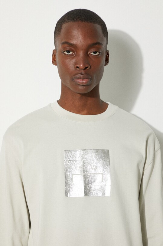 Хлопковый лонгслив A-COLD-WALL* Foil Grid LS T-Shirt ACWMTS111 серый