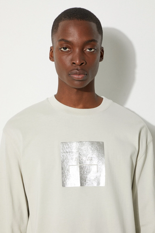 Бавовняний лонгслів A-COLD-WALL* Foil Grid LS T-Shirt ACWMTS111 сірий