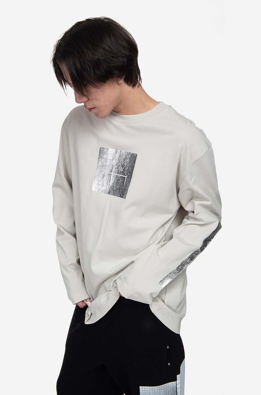 Βαμβακερή μπλούζα με μακριά μανίκια A-COLD-WALL* Foil Grid LS T-Shirt ACWMTS111