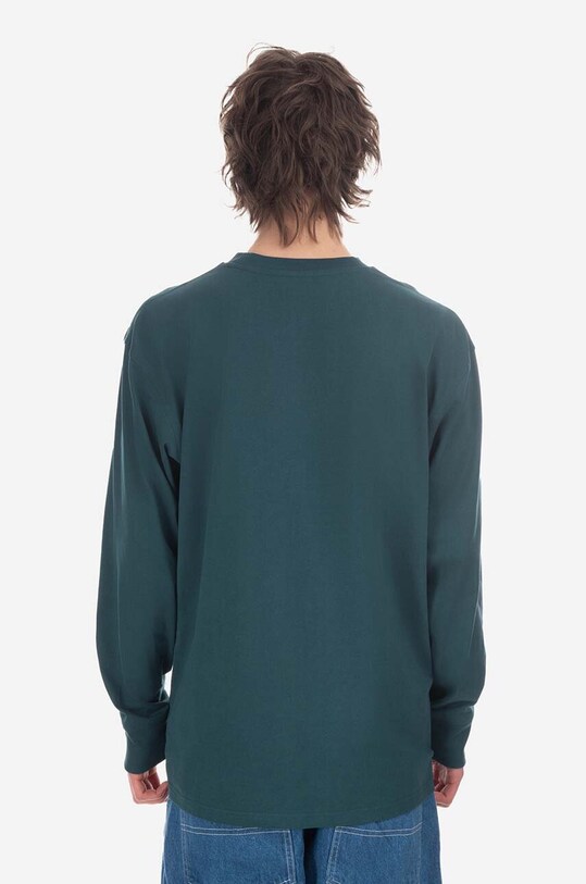 Carhartt WIP cotton longsleeve top American Script I029955 green