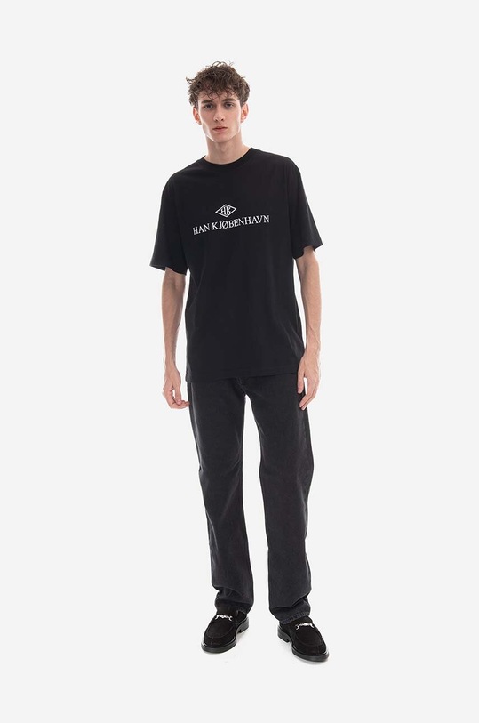 Han Kjøbenhavn cotton T-shirt Logo Print Boxy Tee Long Sleeve M.132861 black SS23