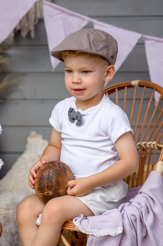 Jamiks kaszkiet dziecięcy DONALD wzorzyste beżowy DONALD.Nakryc.JLF070.B