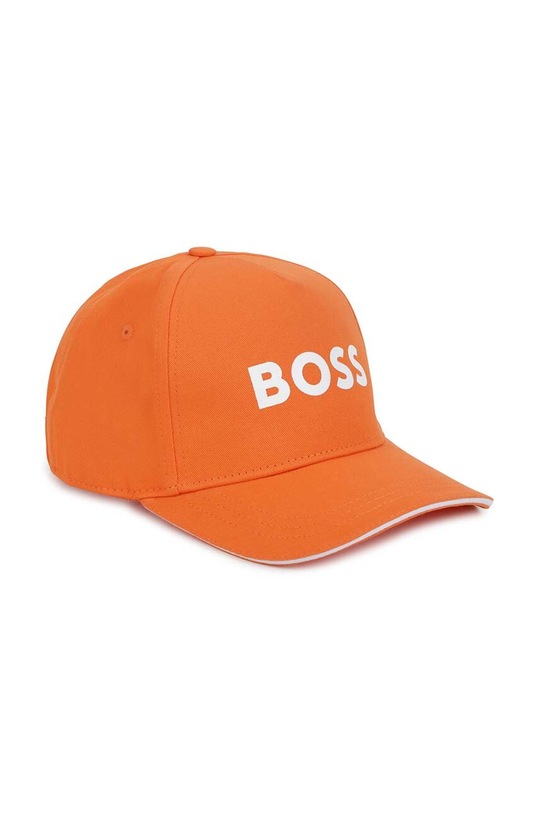 BOSS czapka bawełniana dziecięca aplikacja pomarańczowy J21270