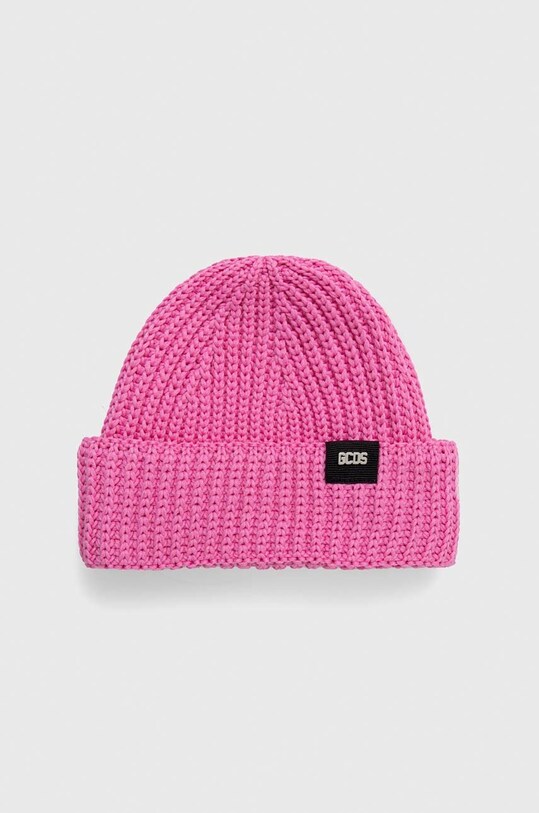 GCDS berretto a maglia pesante rosa SS23U870503