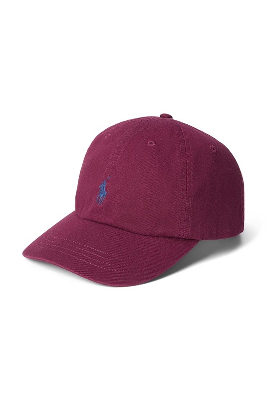 Памучна шапка с козирка Polo Ralph Lauren изчистен червен 211912843