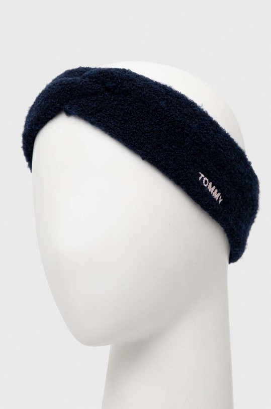 Detská vlnená čelenka Tommy Hilfiger AW0AW14041.PPYX tmavomodrá SS23