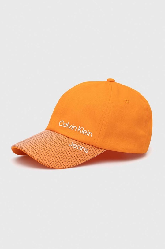 Calvin Klein Jeans czapka z daszkiem bawełniana dziecięca bawełna pomarańczowy IU0IU00425.PPYX