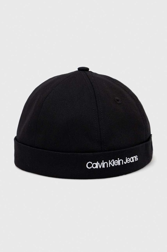 Calvin Klein Jeans czapka bawełniana dziecięca aplikacja czarny IU0IU00427.PPYX