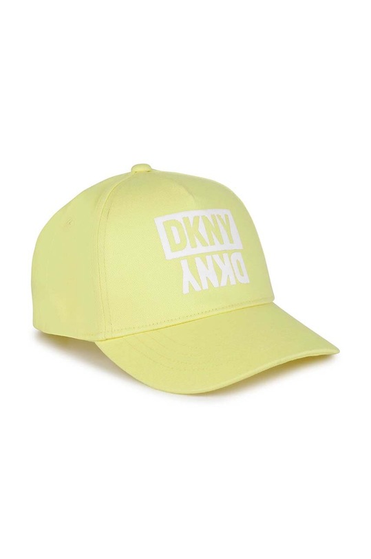Dkny czapka z daszkiem bawełniana dziecięca nadruk żółty D31299
