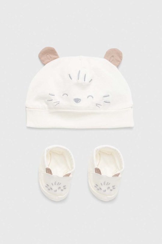 OVS czapka i kapcie niemowlęce aplikacja biały 1760734.Newborn.Miscell