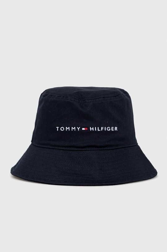 Dječji pamučni šešir Tommy Hilfiger bez uzorka mornarsko plava AU0AU01625.PPYX