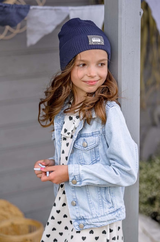 Dětská bavlněná čepice Jamiks bavlna námořnická modř HALLA.Nakryc.JWF004.K