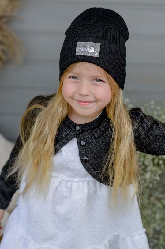 Pamučna kapa za djecu Jamiks natpis crna HALLA.Nakryc.JWF004.K