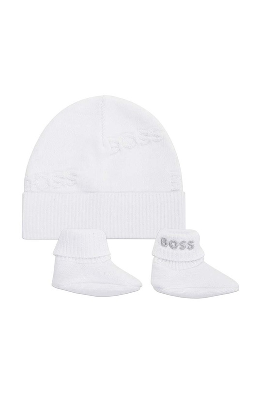 BOSS komplet bawełniany niemowlęcy nadruk biały J98421
