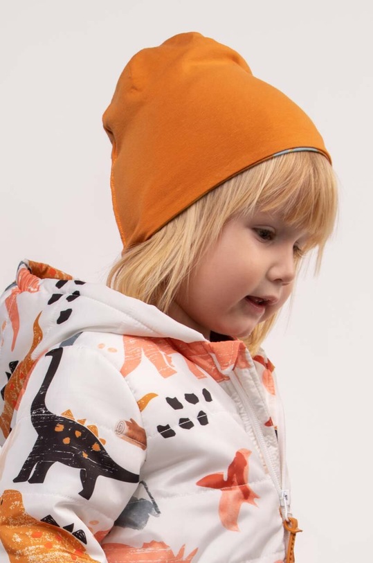 Detská obojstranná čiapka Coccodrillo WC3364303ASB oranžová SS23