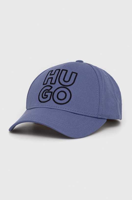 HUGO czapka z daszkiem bawełniana aplikacja fioletowy 50484563