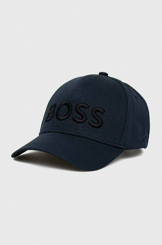 BOSS czapka z daszkiem bawełniana aplikacja granatowy 50483178