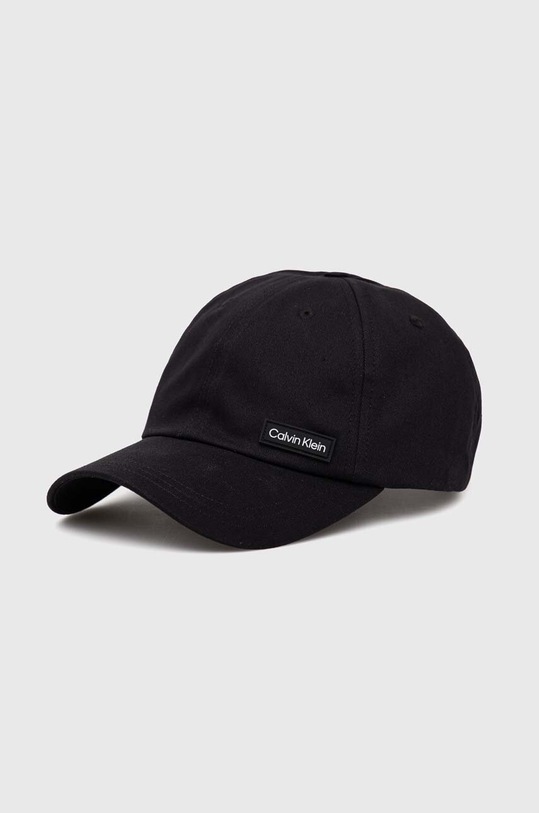 Βαμβακερό καπέλο του μπέιζμπολ Calvin Klein βαμβάκι μαύρο K50K510487.PPYX