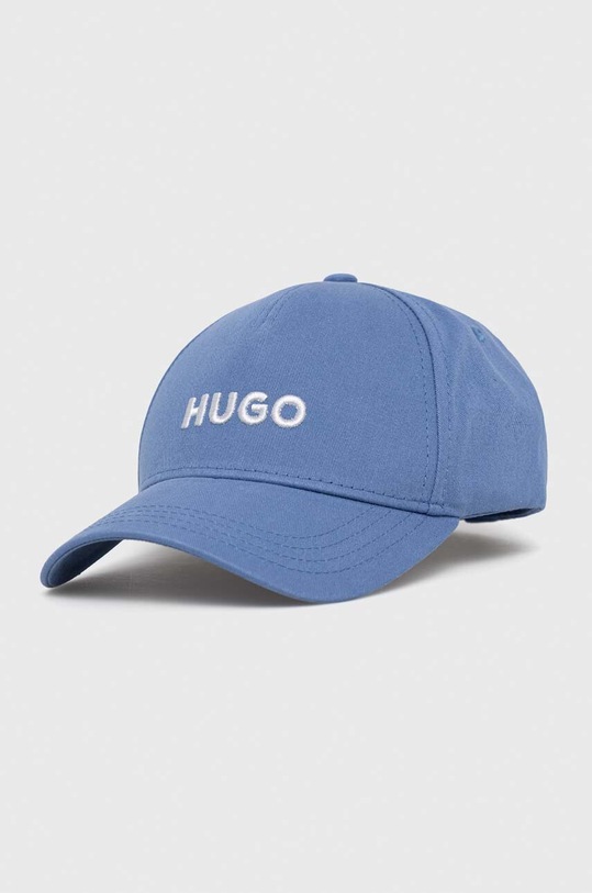 HUGO czapka z daszkiem bawełniana aplikacja niebieski 50491521