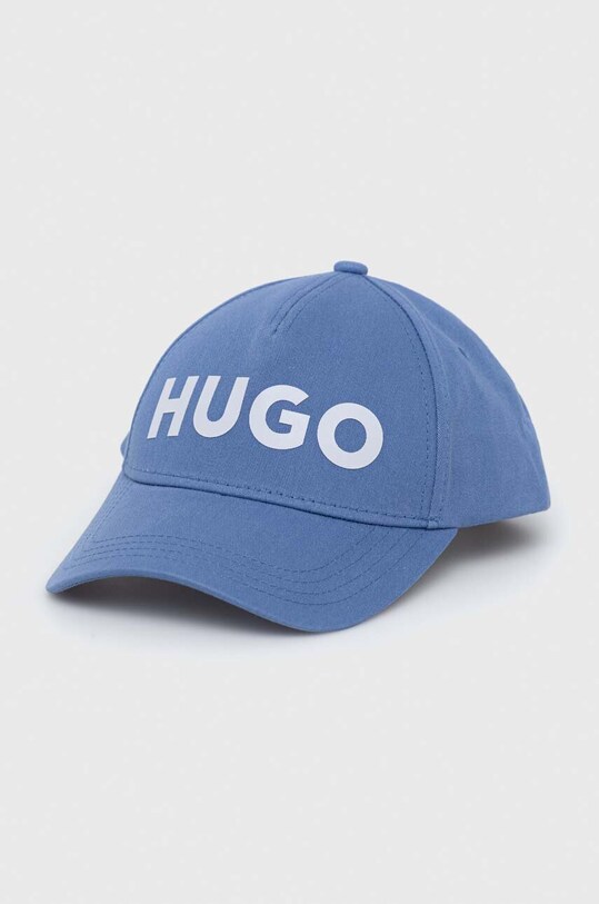 HUGO czapka z daszkiem bawełniana aplikacja niebieski 50491522