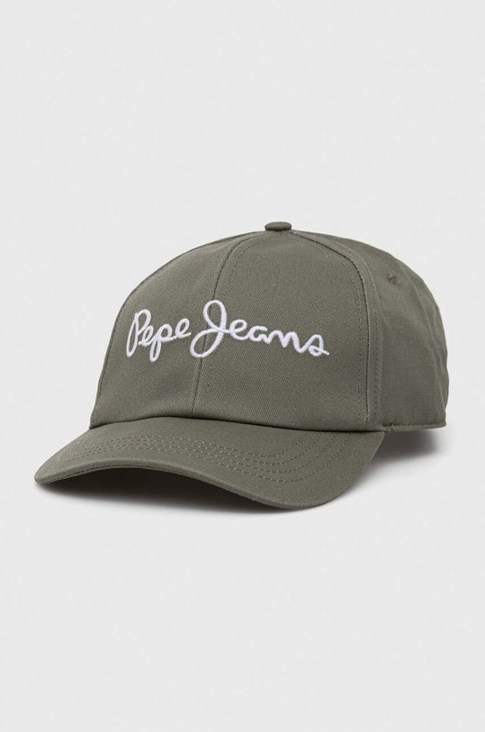 Pepe Jeans czapka z daszkiem bawełniana Wally aplikacja zielony PM040522.758