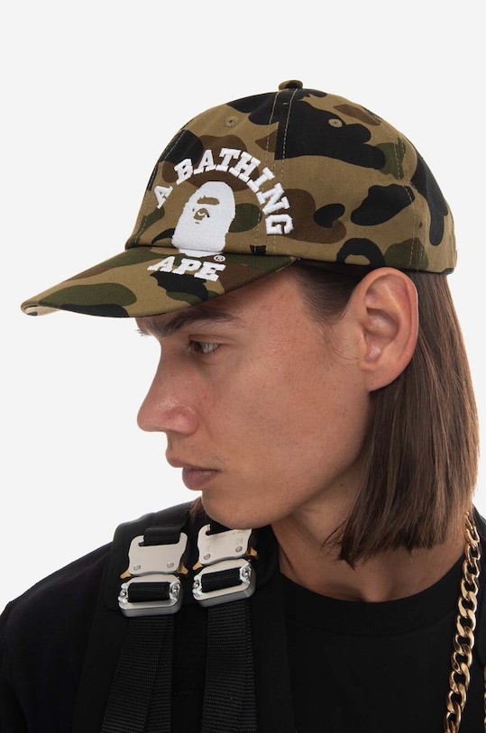 Bavlněná baseballová čepice A Bathing Ape 001CPI801009M zelená