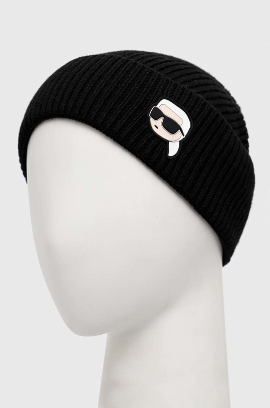 Karl Lagerfeld czapka z domieszką kaszmiru 230W3422 czarny SS23