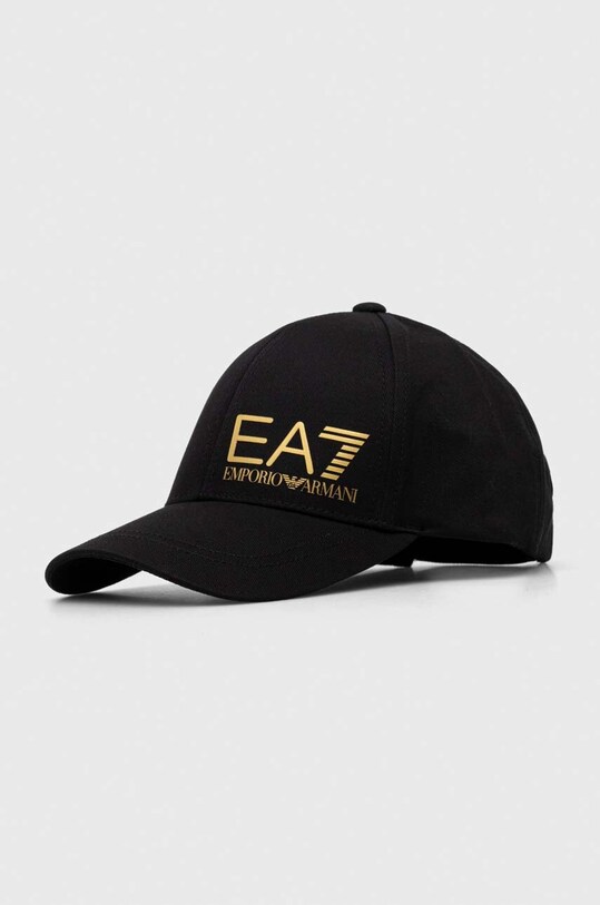 Памучна шапка с козирка EA7 Emporio Armani памук черен 247088.CC010