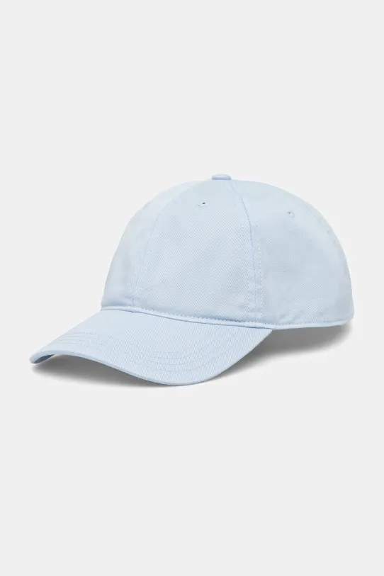 Памучна шапка с козирка Lacoste изчистен син RK0440