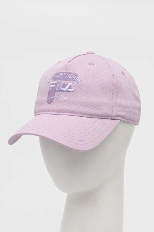 Хлопковая кепка Fila аппликация фиолетовой FCU0086