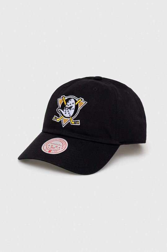 Βαμβακερό καπέλο του μπέιζμπολ Mitchell&Ness Anaheim Ducks απλικέ μαύρο HLUX5369.ADUYYPPPBLC