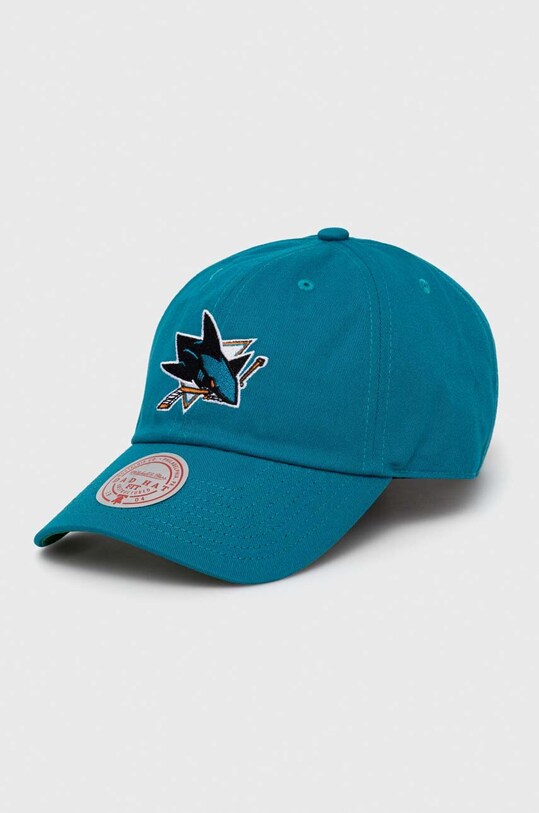 Памучна шапка с козирка Mitchell&Ness San Jose Sharks памук тюркоазен HLUX5369.SJSYYPPPTEA