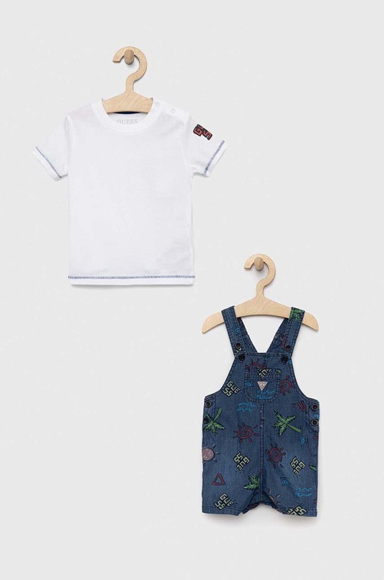 Guess komplet bawełniany niemowlęcy nadruk biały I3GG08.K5M20.PPYX