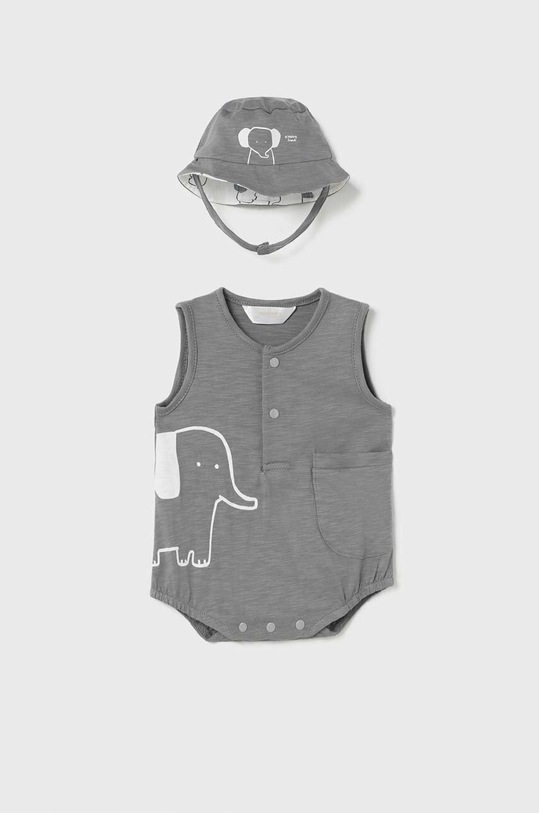 Βρεφικό βαμβακερό σετ Mayoral Newborn στάμπα γκρί 1617.1L.NEWBORN.B