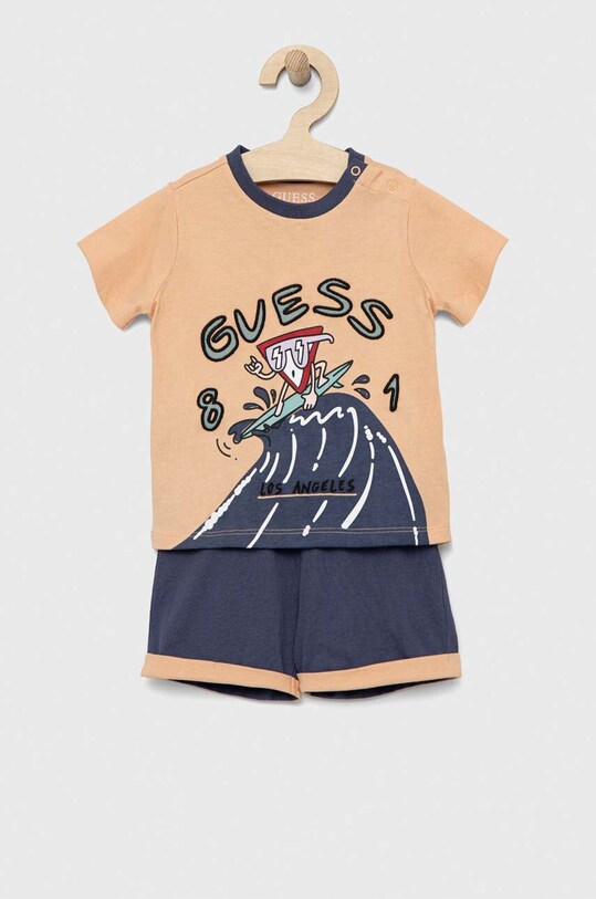 Guess komplet bawełniany niemowlęcy bawełna pomarańczowy I3GG17.K8HM3.PPYX