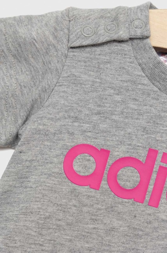 DÍVKA Dětská bavlněná souprava adidas I LIN CO T HR5892 šedá