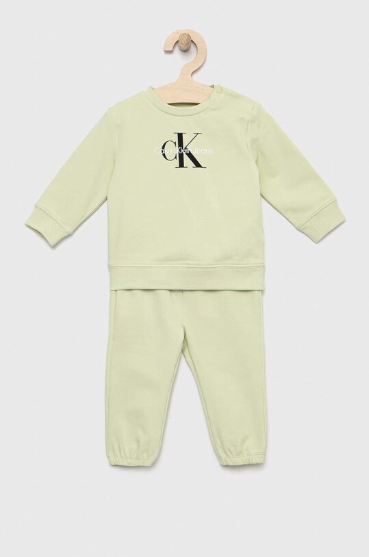 Σετ μωρού Calvin Klein Jeans με ελαστάν πράσινο IN0IN00011.PPYX