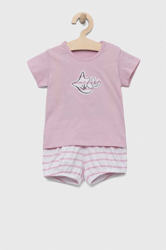 Otroški bombažni komplet United Colors of Benetton Našitek roza 3I6TA1032.W.SEASONAL