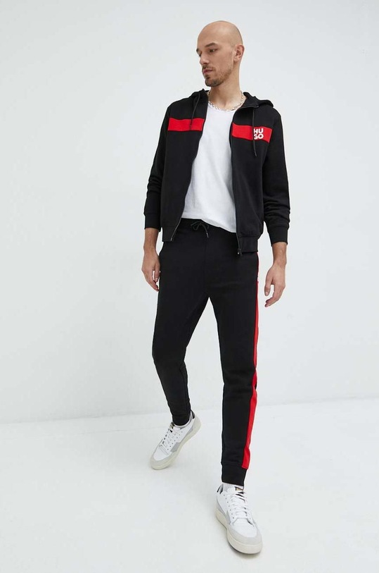 HUGO dres bawełniany TracksuDapieDoaky_IN wzorzyste czarny 50485042