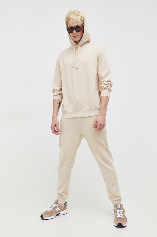 HUGO dres bawełniany dzianina beżowy 50492581